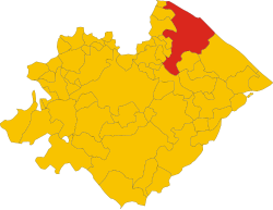 Map of comune of Pesaro (province of Pesaro and Urbino, region Marche, Italy)